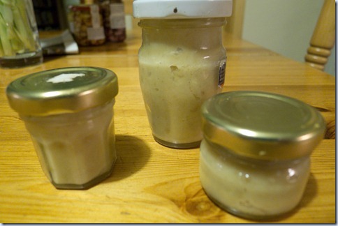 three small jars of paste